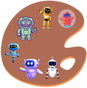 A colorful palette of robots